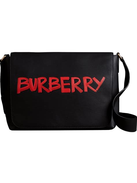 burberry large graffiti leather message bag|Check Messenger Bag in Black .